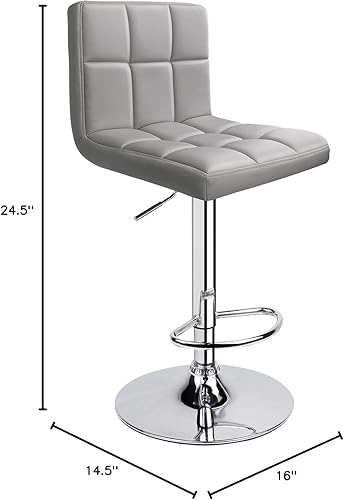 Miniatura 24 de Taburetes de bar de leopardo, moderno taburete giratorio ajustable de piel sintética con respaldo, juego de 2 (gris) Gris,Negro -,Caqui,Blanco,gris