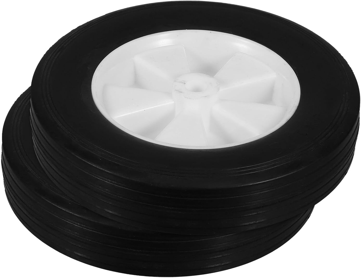 2pcs 8-inch Solid Rubber Mower Wheels Replacement Kit for Lawn Mower, Multifunctional Outdoor Cart Wheels with Direct Tread, Sturdy Support for Garden Equipment and Folding Carts