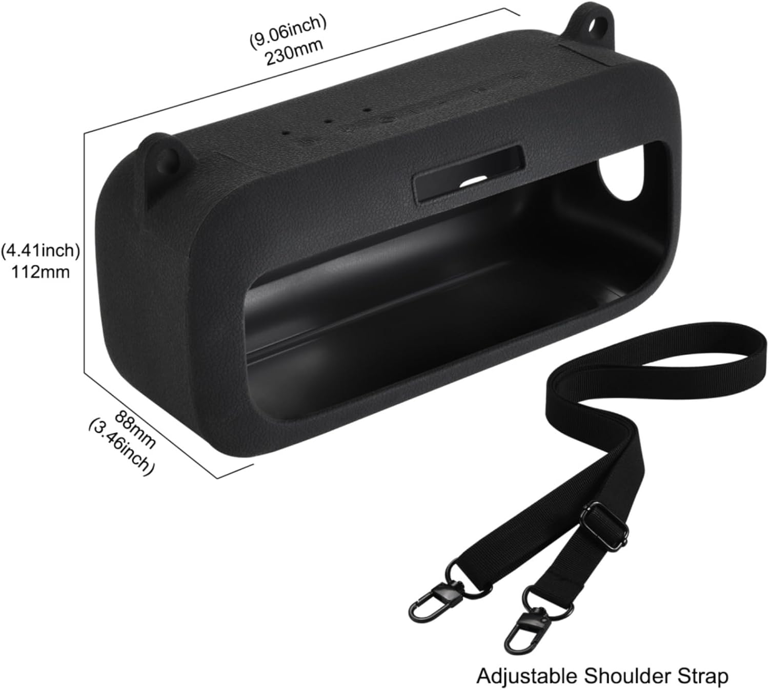 Silicone Cover Case for Bose SoundLink Plus,Protective Travel Carrying Case with Shoulder Strap for Bose SoundLink Plus (Black) - Image 8