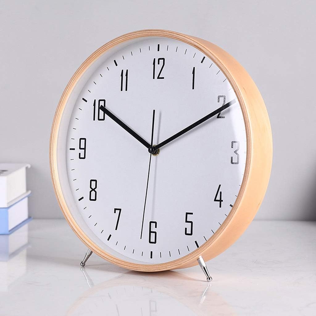 Vintage Table Clock Wood Desk Clock Big Digital Desktop Clock Ornaments Living Room Bedroom Table Clock Home Desktop Silent Small Clock 9 Inches Mantel Clocks for Living Room (Color : B)