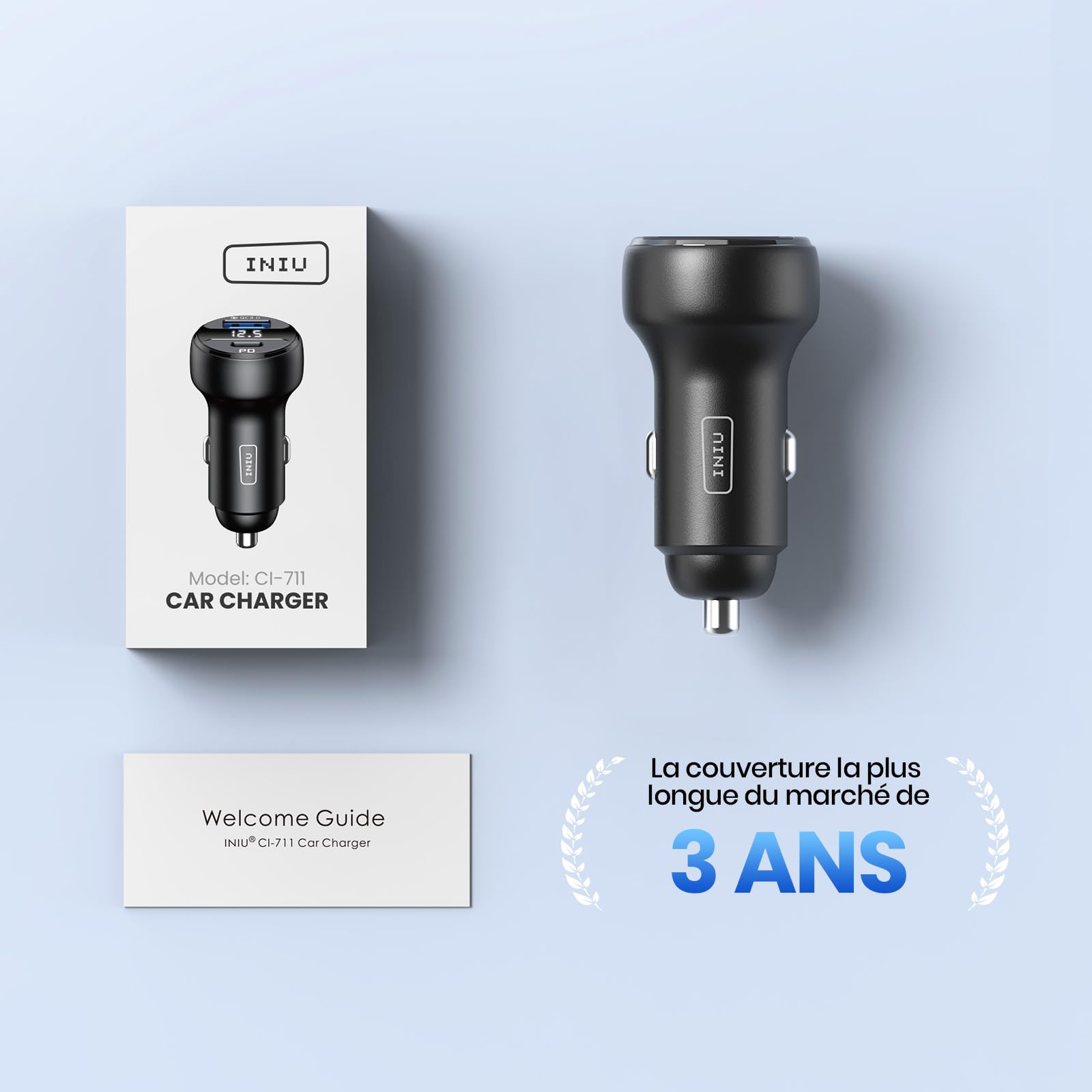 Chargeur Allume-cigare 66W 3 Ports USB-C Et USB-A - Charge Rapide PD Pour IPhone, Samsung Et Autres