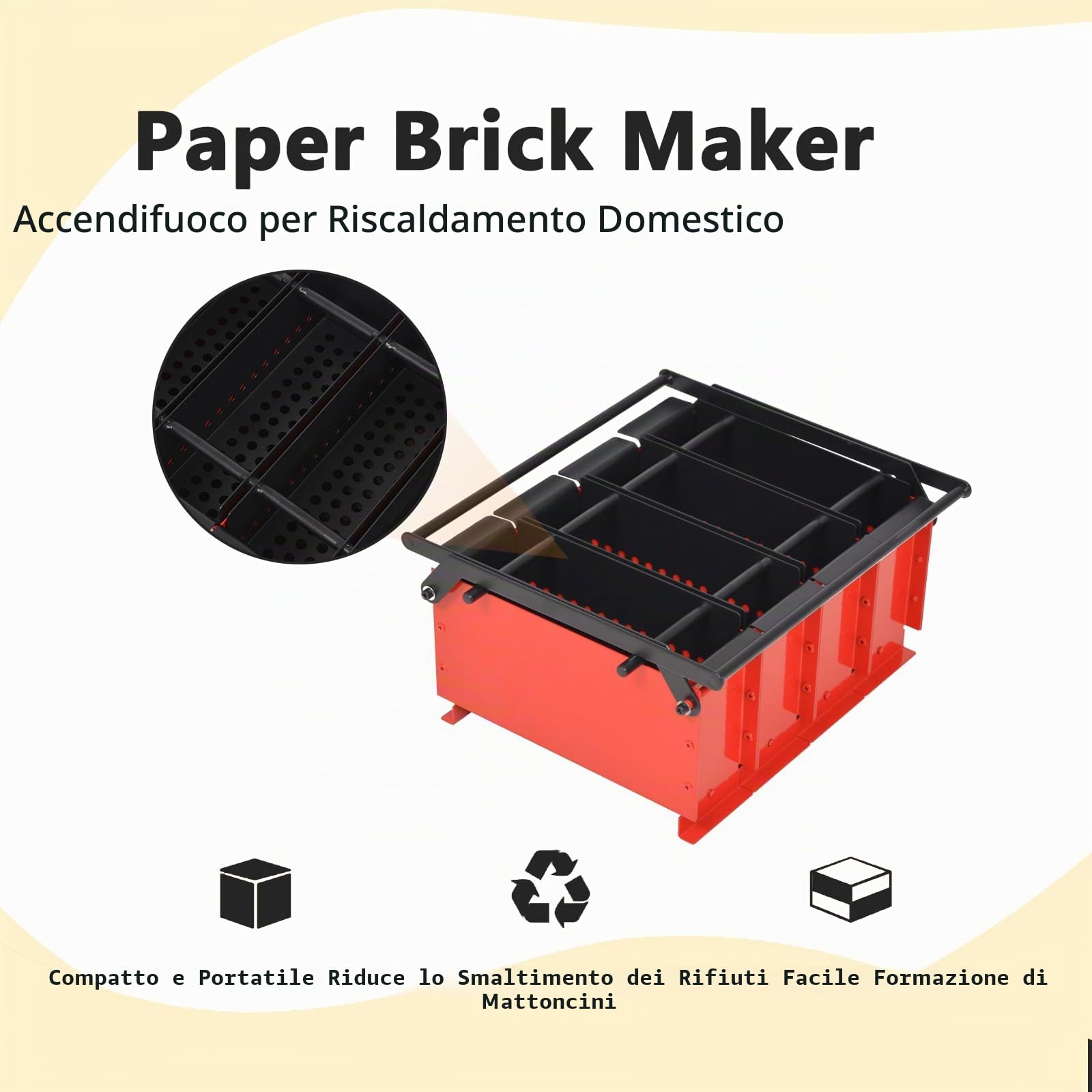 vidaXL Compattatore di Carta in Acciaio 38x31x18 cm Pressa Riduttore Cartone