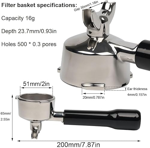 Miniatura 3 de CAPFEI Portafiltro de 2.008 in 2 boquillas compatibles con máquina de café expreso Gevi