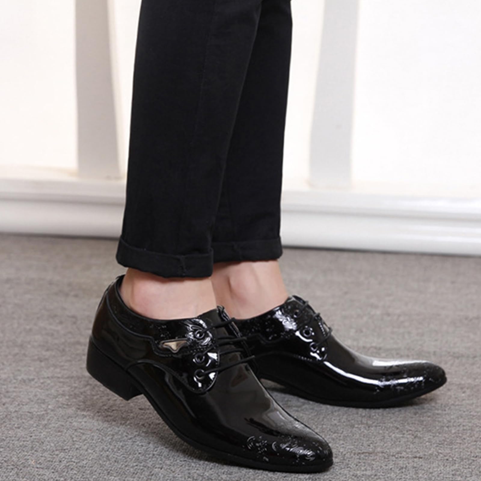 Uomo Scarpe Eleganti Classiche in Pelle Scarpe Business | Basse comode Scarpe da Formale Stringate A Punta Matrimoni Oxford Smoking Festa Ufficio