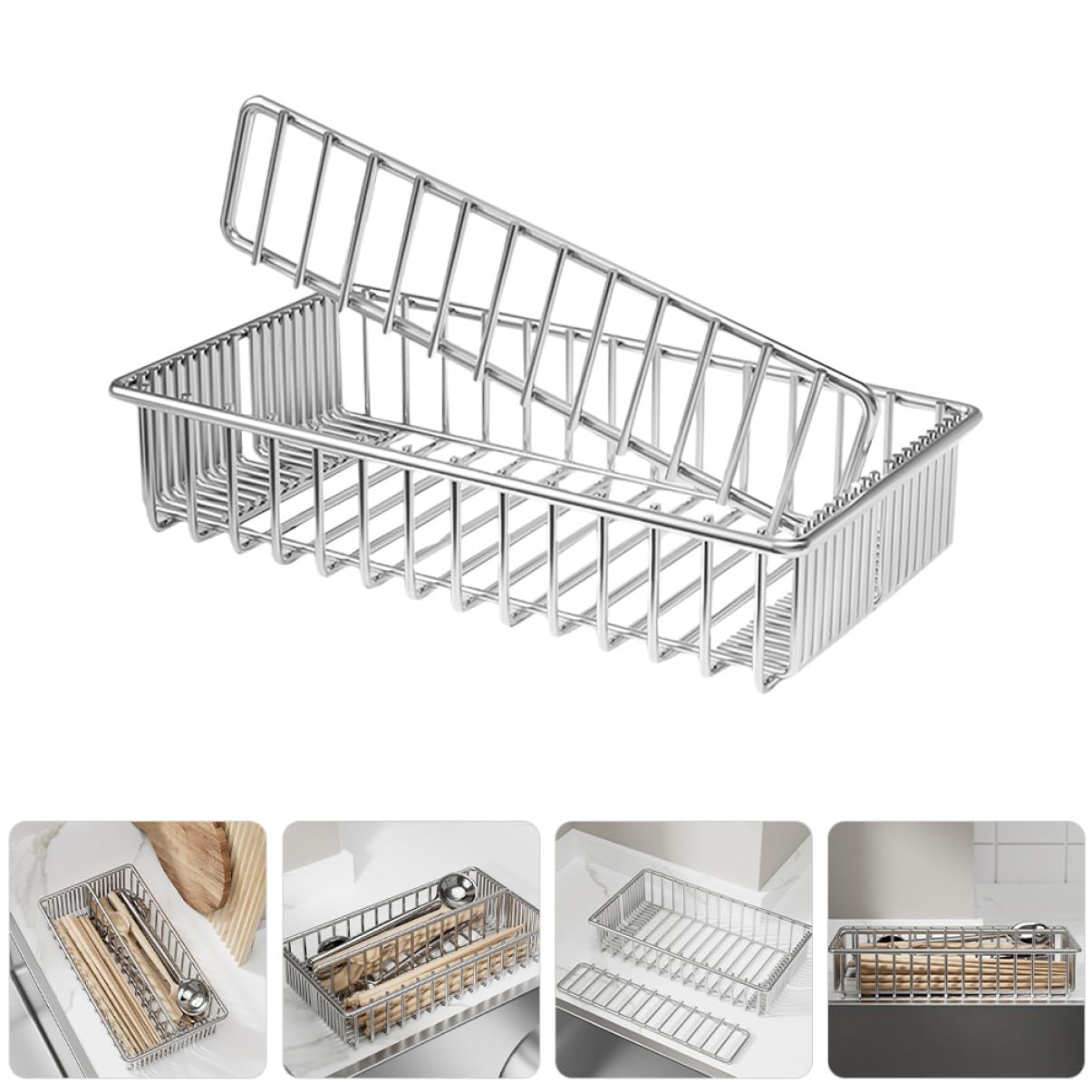 Cabilock 2pièces Panier Égouttoir pour Lave-Vaisselle Acier Inoxydable Panier à Couverts Porte-ustensiles Organisateur pour Ustensiles de Cuisine