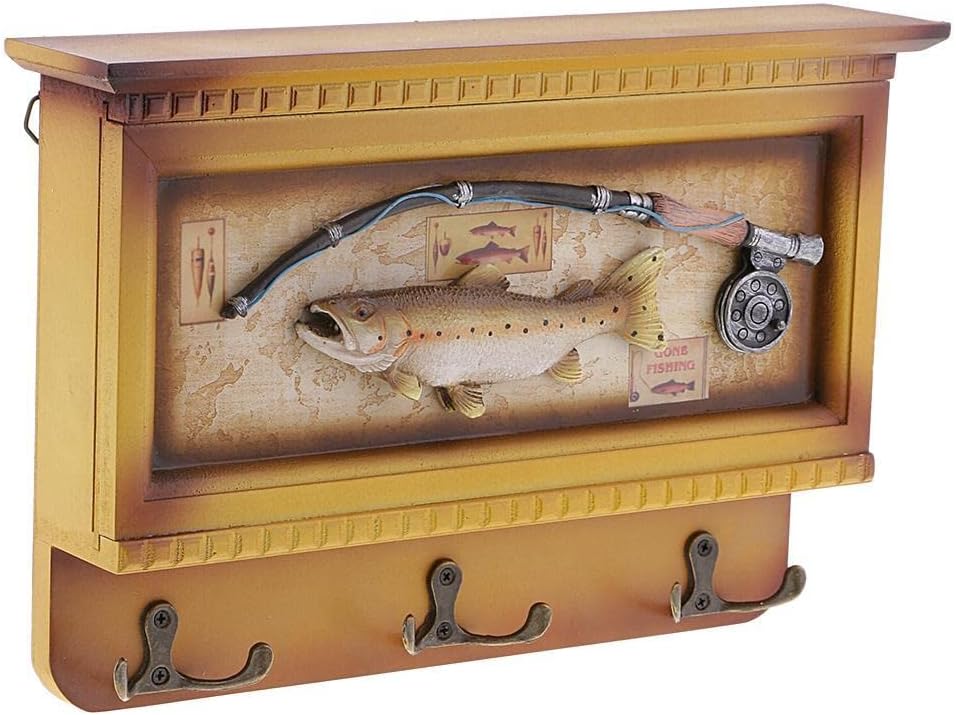 Vintage Wooden Key Box 7 Hooks | Wall Mounted Key Storage Cabinet | Organizer with Carving Decor | Perfect Housewarming Gift | 11.4 x 7.8 x 2.36inch - B, as described