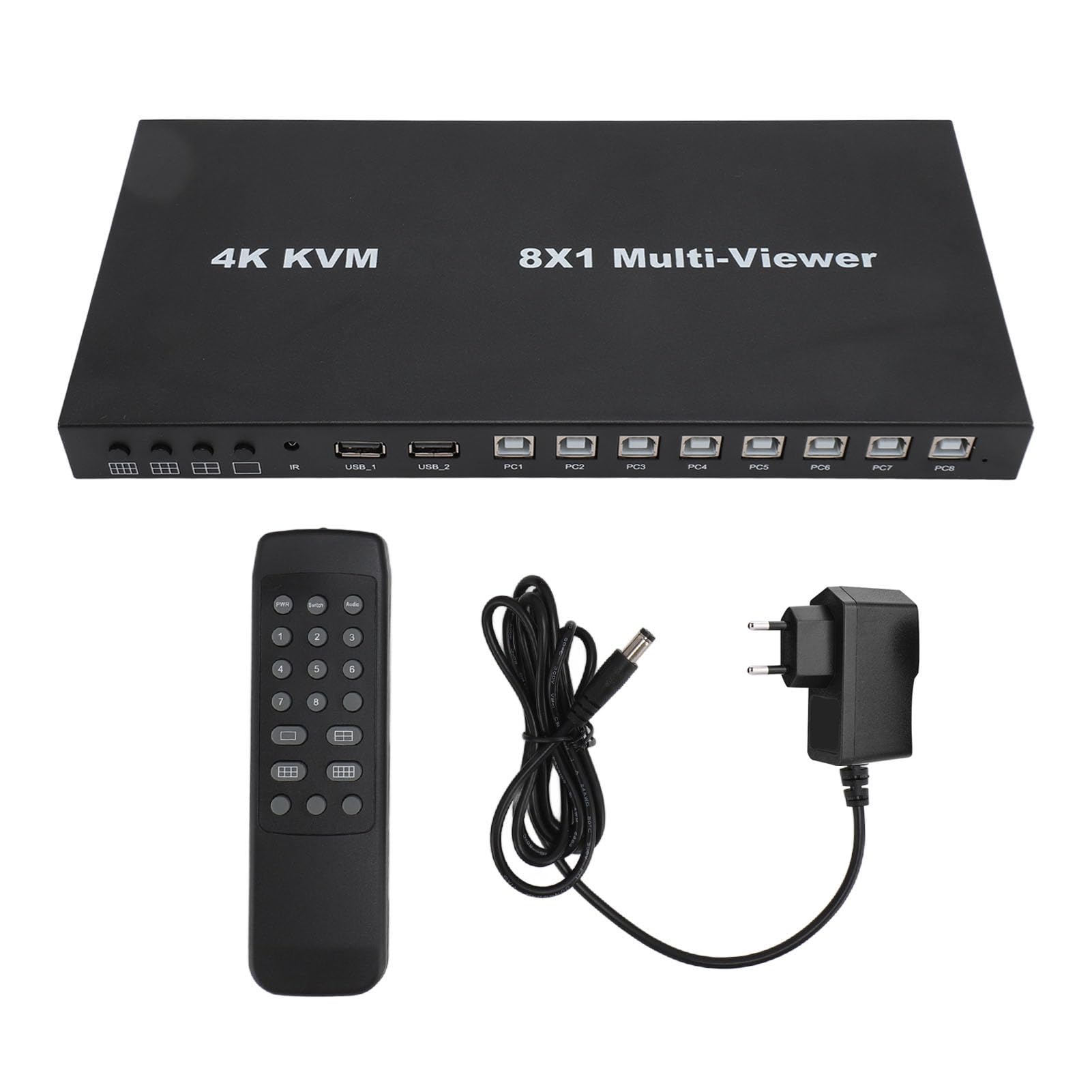 Splitter HDMI, Commutatore HDMI 8 in 1 Uscita con Telecomando, Splitter Interfaccia Multimediale HD 4K 30Hz, Commutazione KVM Continua (Spina europea)