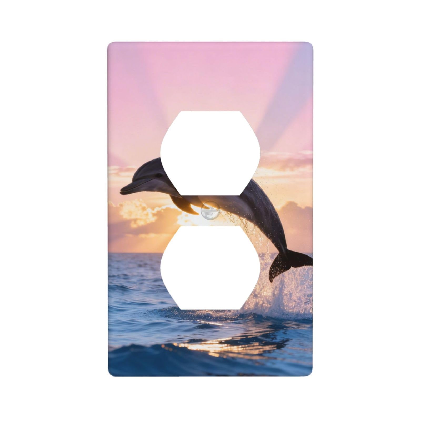 Dolphin Sunrise Jump Decorative Switch Plate Cover-Unbreakable Polycarbonate Wall Plate for Home Office, 1 Gang with Screws