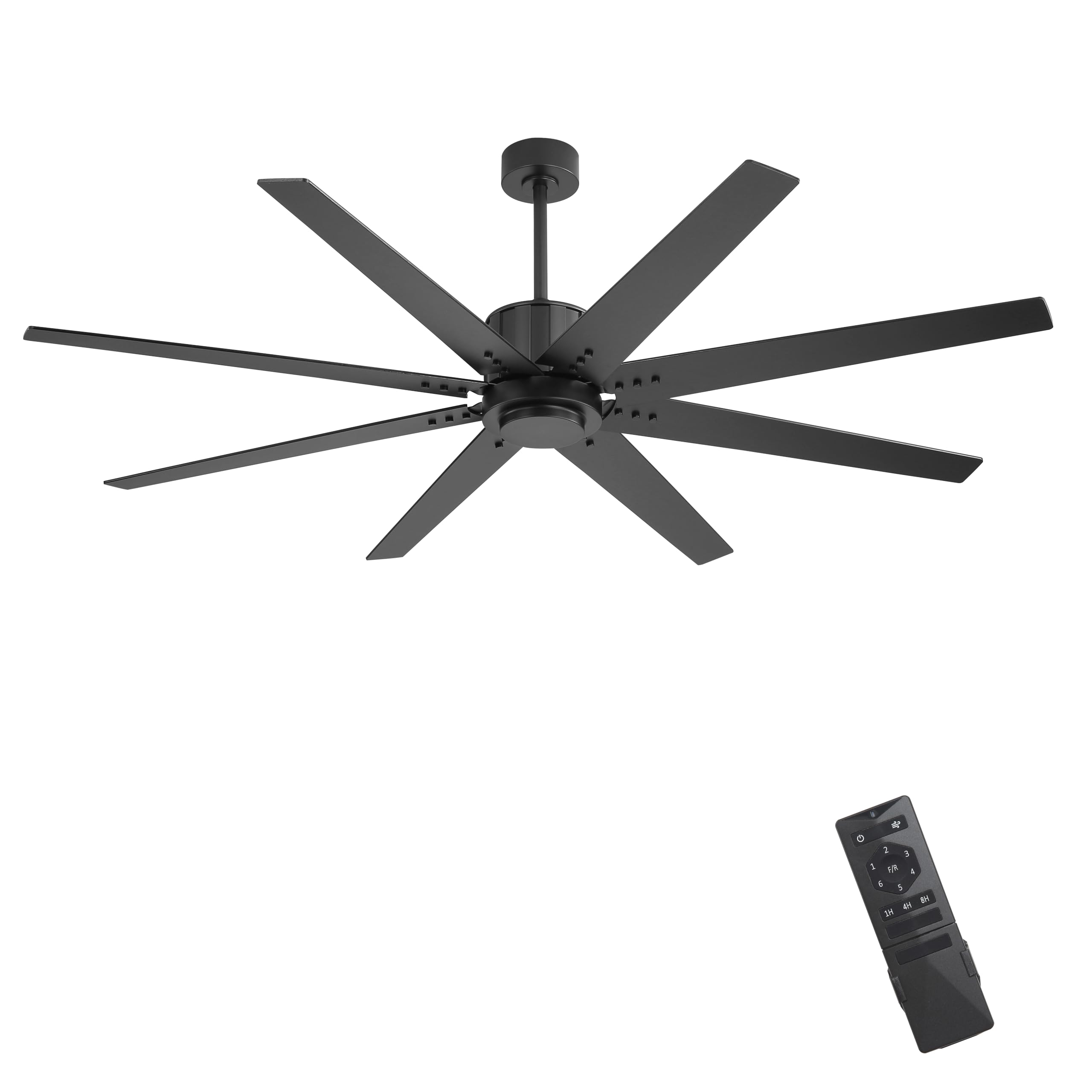 Photo 1 of WINGBO 64" Ceiling Fan without Light, Modern Large Ceiling Fan with Remote Control, 6-Speed Reversible Noiseless DC Motor, for Living Room, Bedroom & Covered Outdoor Black