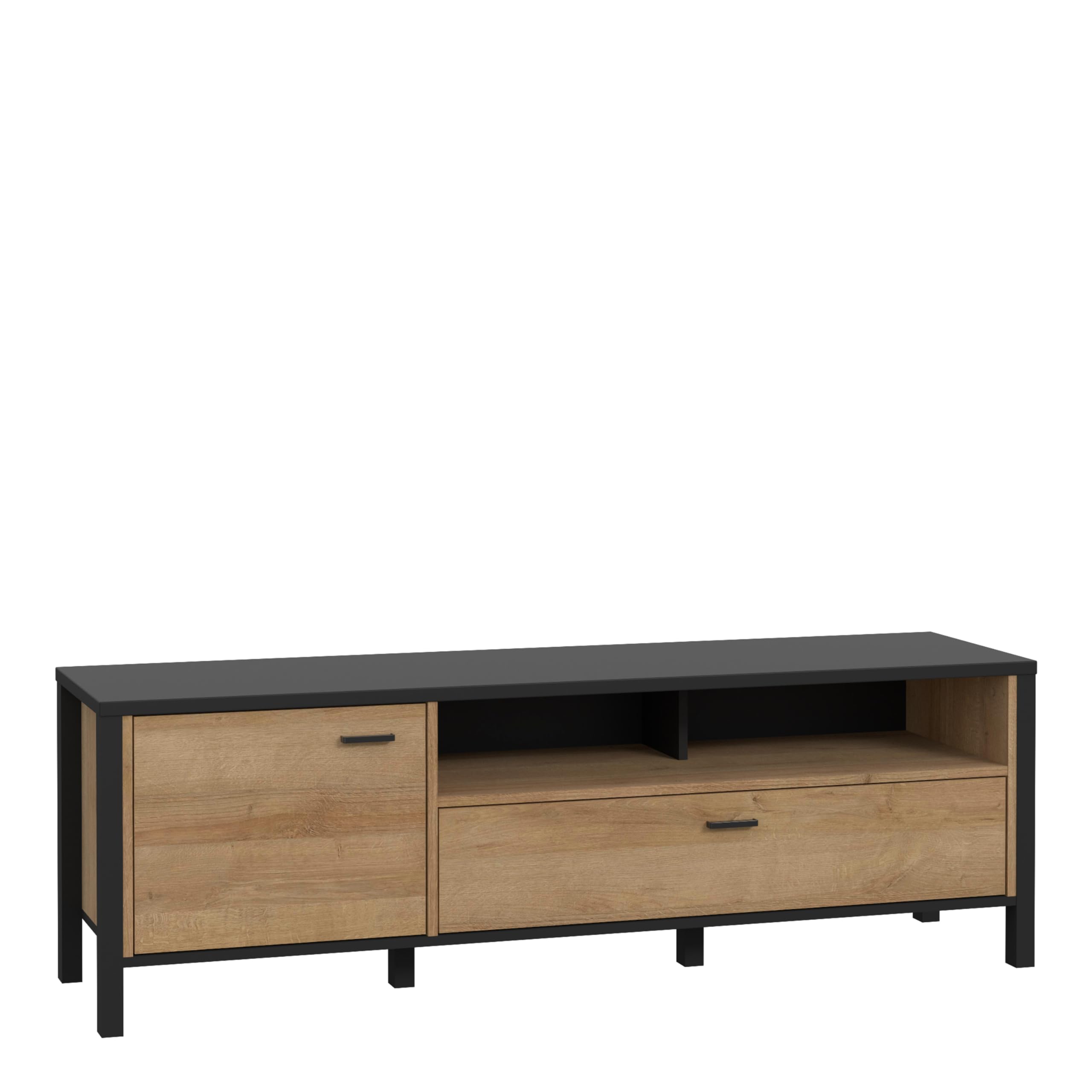Furniture To Go | High Rock TV Unit in Matt Black/Riviera Oak