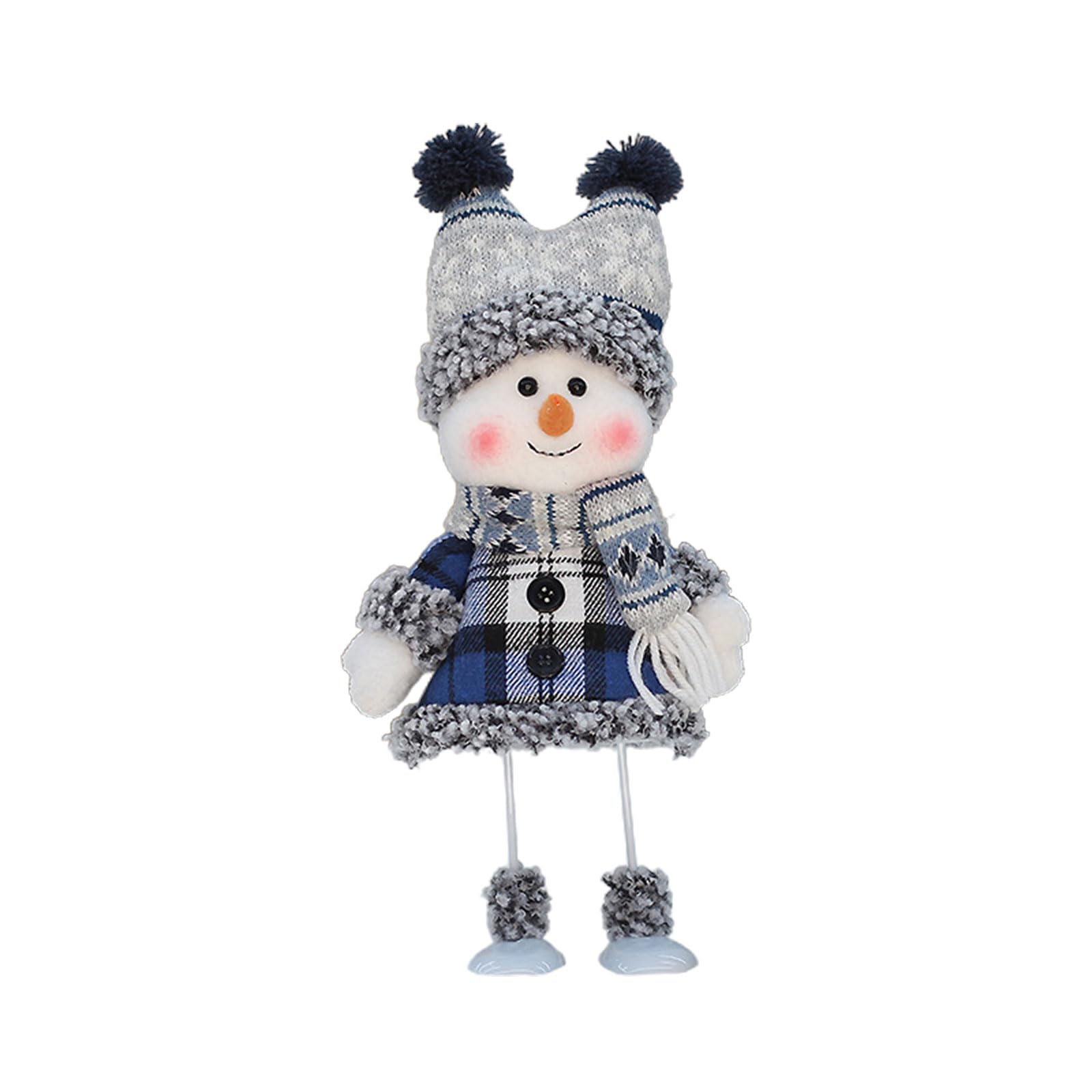Jazuaiao Christmas Blue Series Snowman Cloth Retractable Dolls Decoration for Tree Ornaments Santa Figurine Gifts Craft Home Blue Christmas Decor
