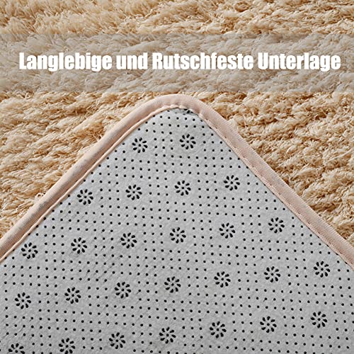 Swsen Runde Shaggy Teppiche – Moderne Teppiche für Schlafzimmer und Wohnzimmer – Weich, rutschfest & Pflegeleicht – in Farben & Größen, Durchmesser: 60CM, Farbe: Weiß