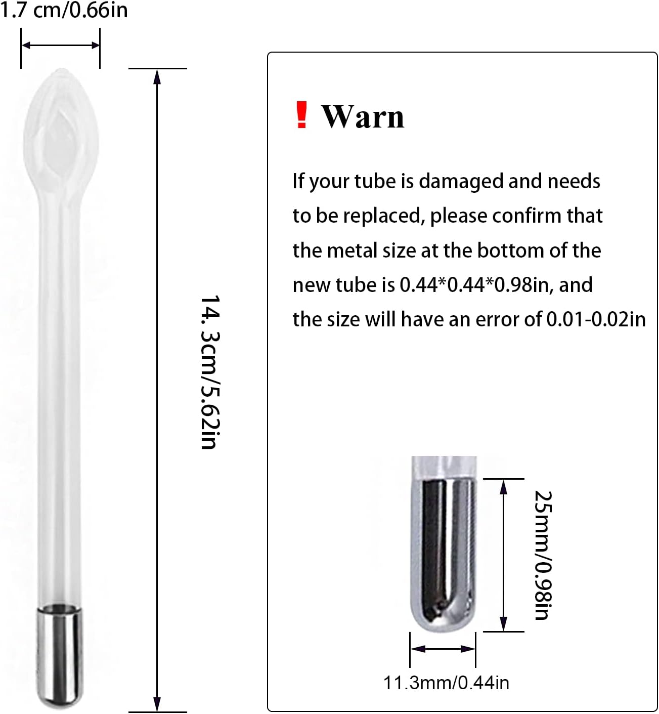 Electrode Wand Glass Tube Electrodes Spare Parts for Facial Machine Salon Spa Equipment Elitzia ETJX006 (Spoon) : Beauty & Personal Care