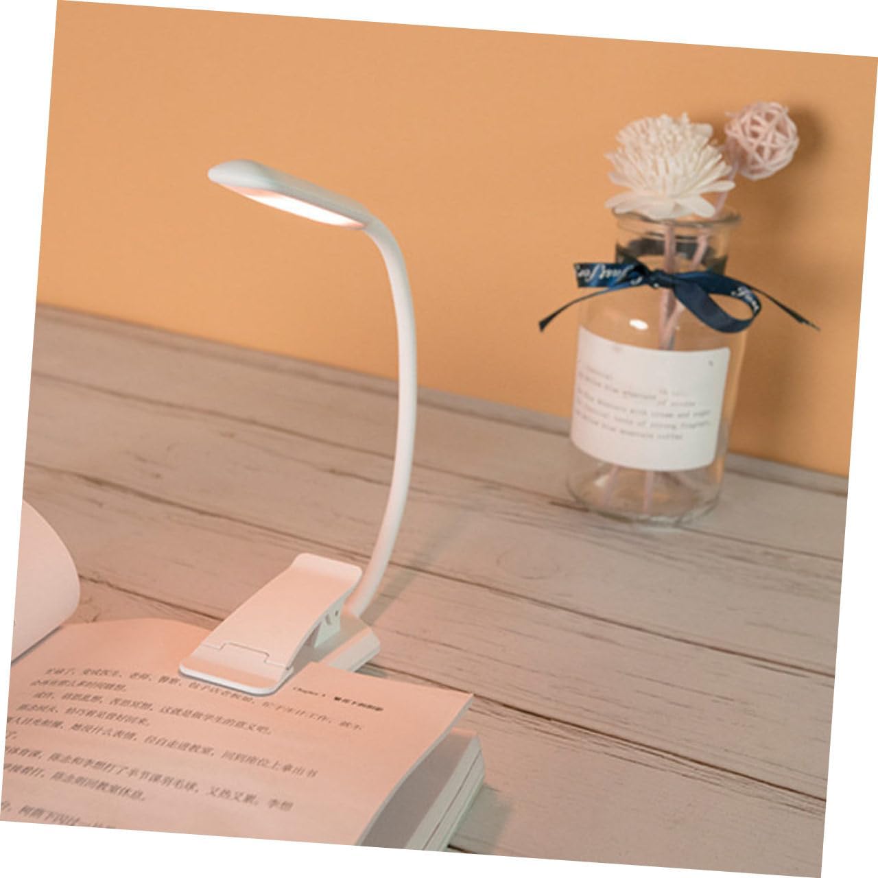 Alipis USB Rechargeable Clip-on LED Reading Lamp Eye Protection Light White 88x40x220mm Bedside Book Light for Night Reading and Study