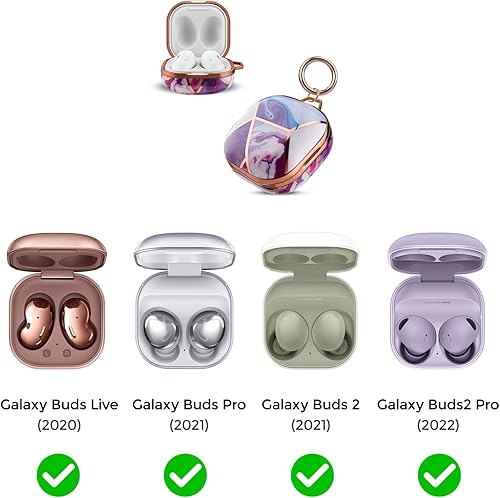 Miniatura 10 de Funda rígida transparente de policarbonato para Galaxy Buds 2 Pro, funda protectora de TPU para mujeres y niñas con llavero, funda protectora de