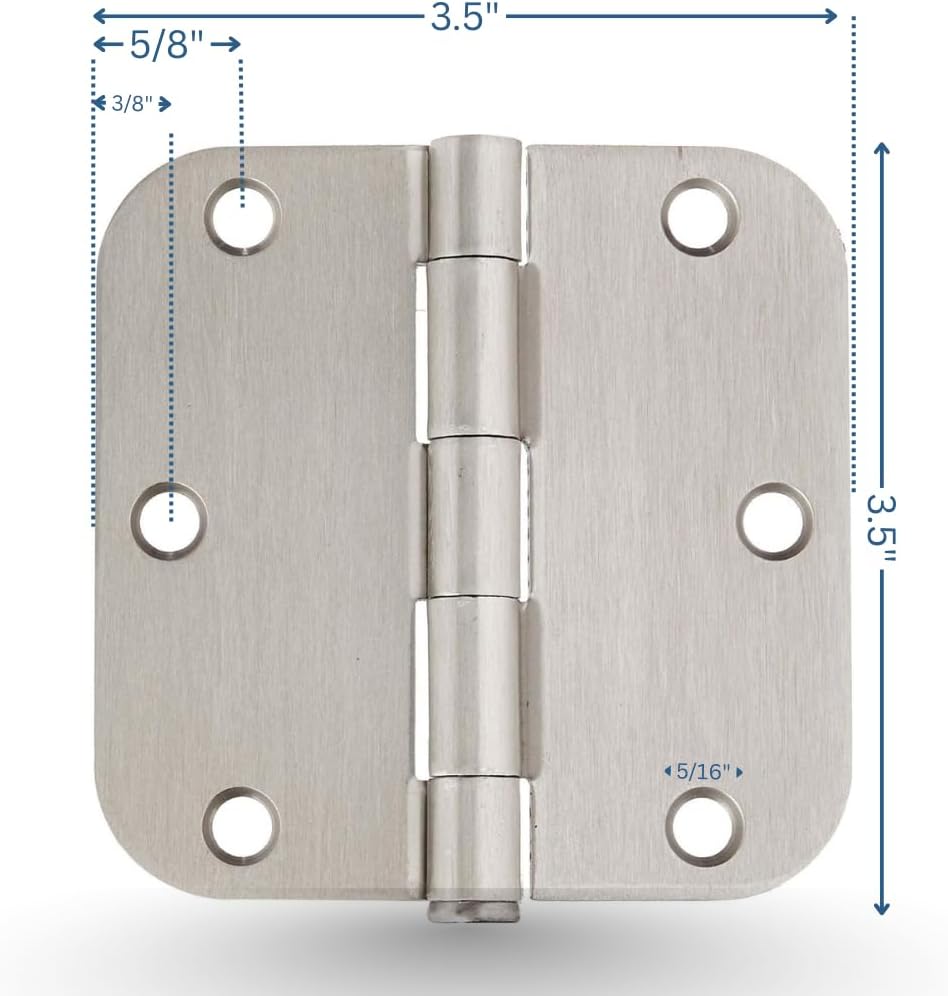 Y&Y Decor 3.5" x 3.5" Satin Nickel Door Hinges, 5/8" Radius Corners, Heavy Duty Steel with Screws, 50 Pack
