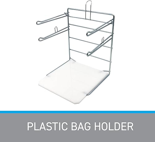 Miniatura 4 de SSWBasics Soporte de plástico para bolsas de comestibles, soporte cromado duradero para un fácil almacenamiento, se adapta a bolsas de 11 pulgadas