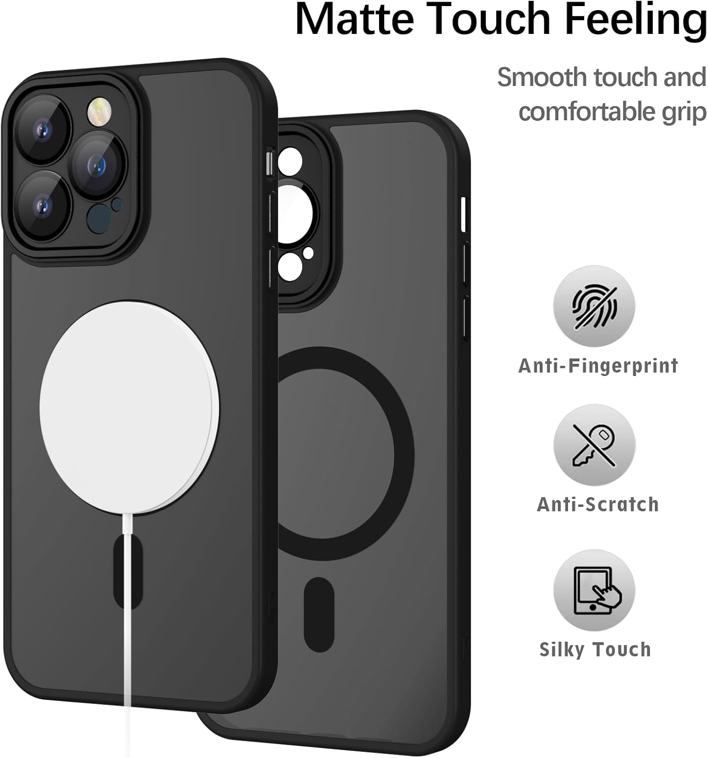 Phone Case for iPhone 12 Pro Max Case Compatible with MagSafe, YUANDMI Case for iPhone 12 Pro Max Magnetic Slim Thin Translucent Matte Back Shockproof Anti-Yellow Protective Cover Case Black - Image 4