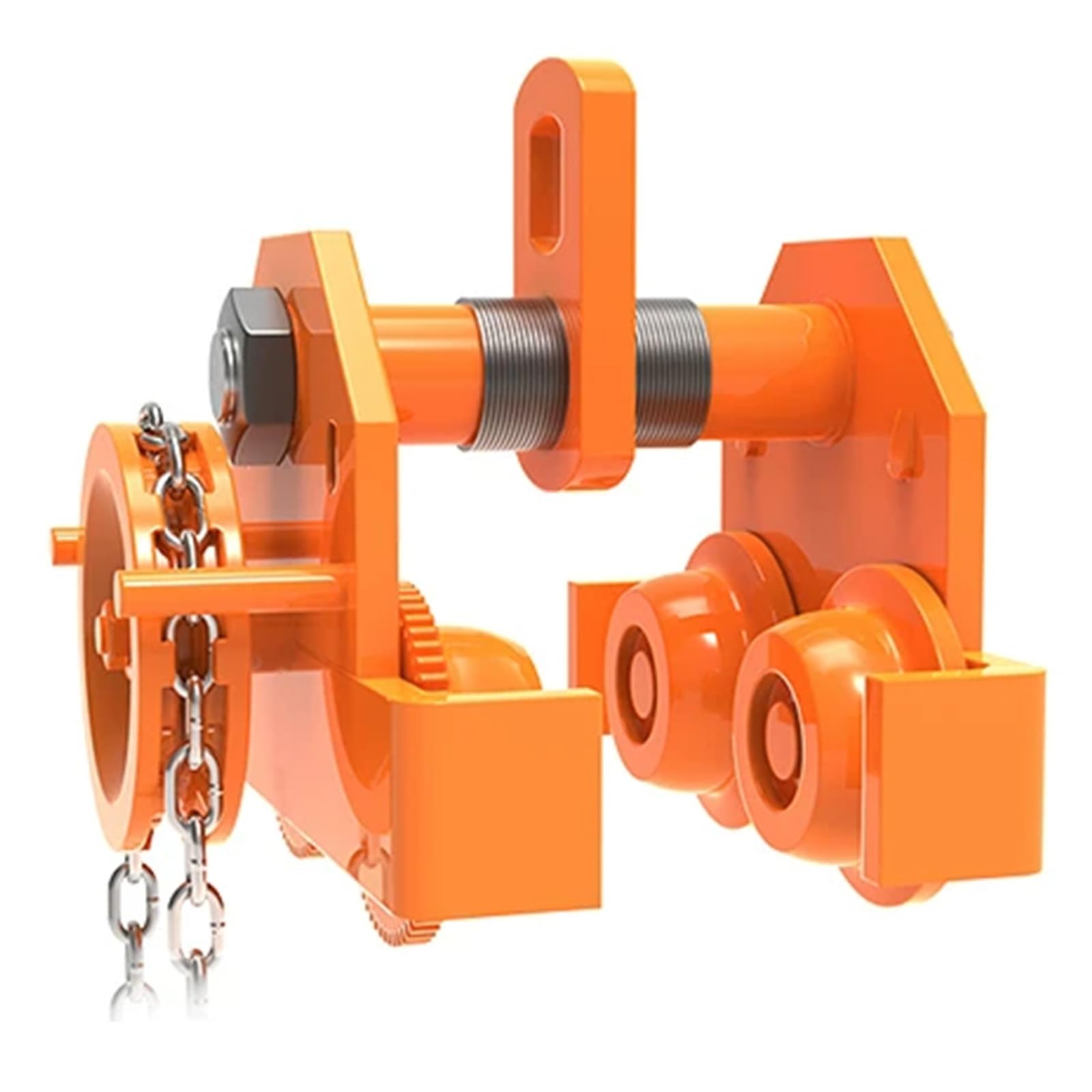Carrello for Travi in Acciaio Arancione da 1-20 Tonnellate, Carrello Manuale Azionato a Catena Con Quattro Ingranaggi for Impieghi Gravosi(1T 80-146MM/3.1-5.7IN)