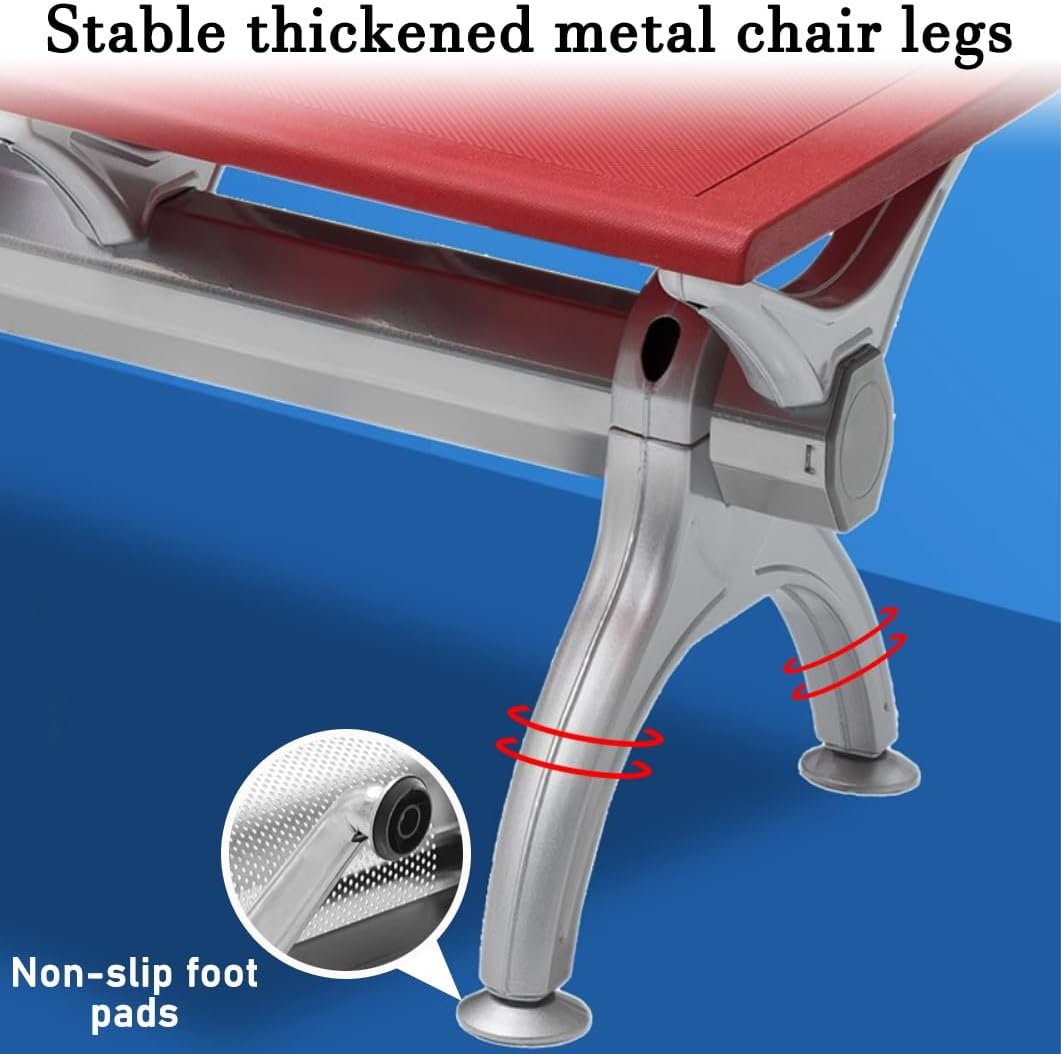 YVYKFZD Waiting Room Chairs No Arms, 3 Seat Waiting Room Bench, PU Leather Office Chair, Airport Steel Reception Bench Seating, for Clinic Hospital Barber Salon Bank(Pink)