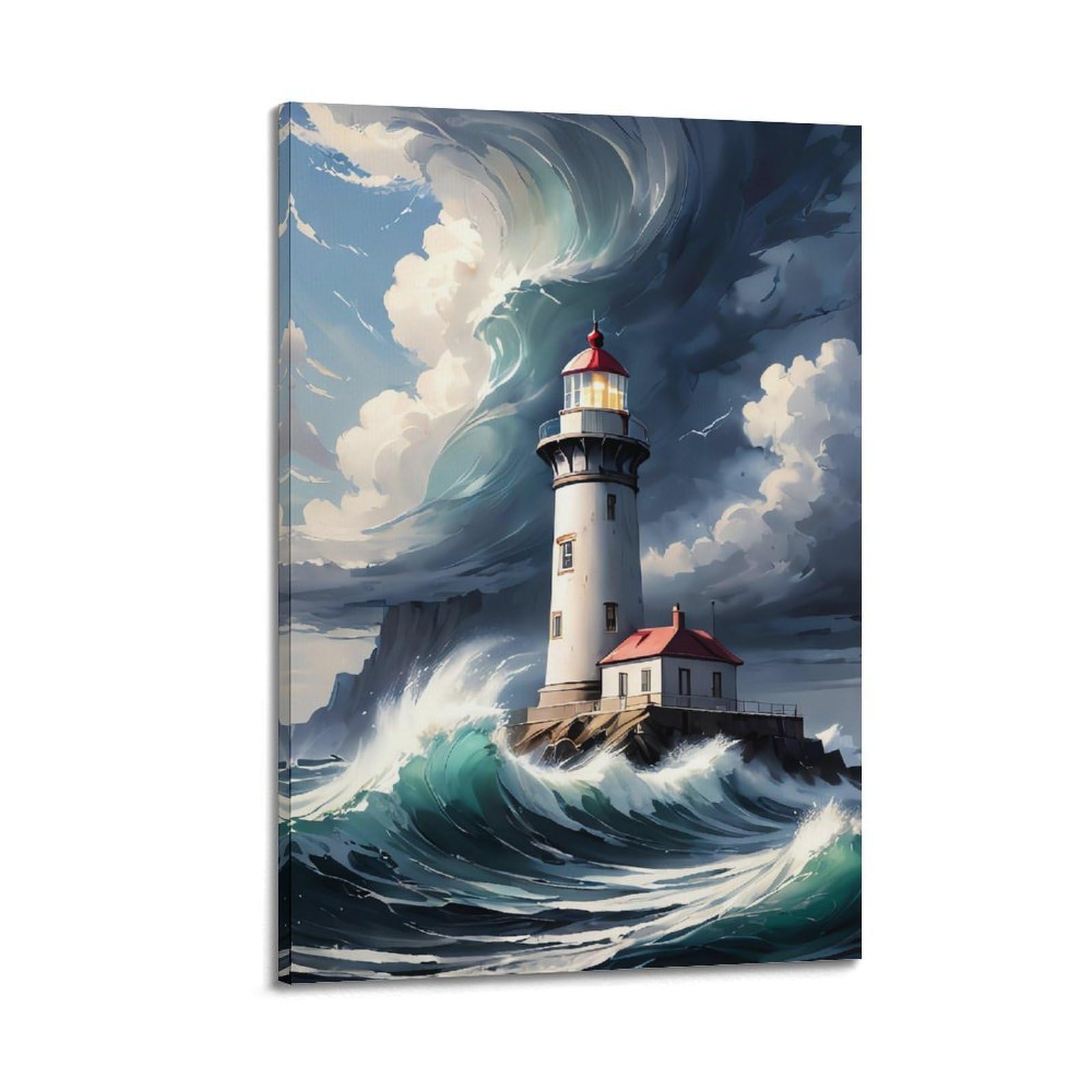 CXHJCA Lighthouse Poster Stormy Sanctuary Poster Decorative Painting Canvas Wall Posters And Art Picture Print Modern Family Bedroom Decor Posters 20x30inch(50x75cm)