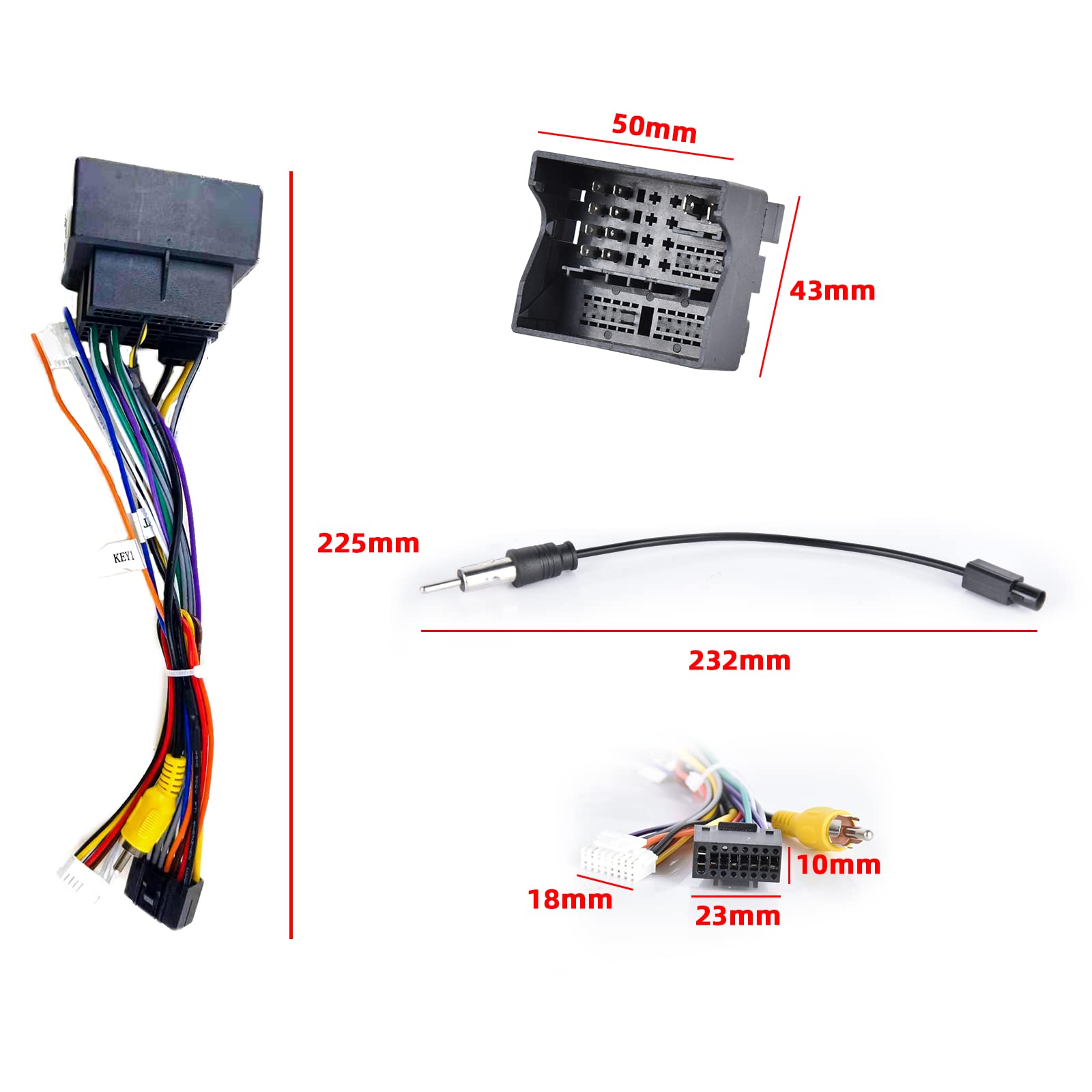 Adattatore per Cablaggio Autoradio a 52 PIN Compatibile con il Connettore di Alimentazione/Altoparlante di VW Skoda Golf Touran Passat Jetta Polo Tiguan per l'installazione di Autoradio Aftermarket