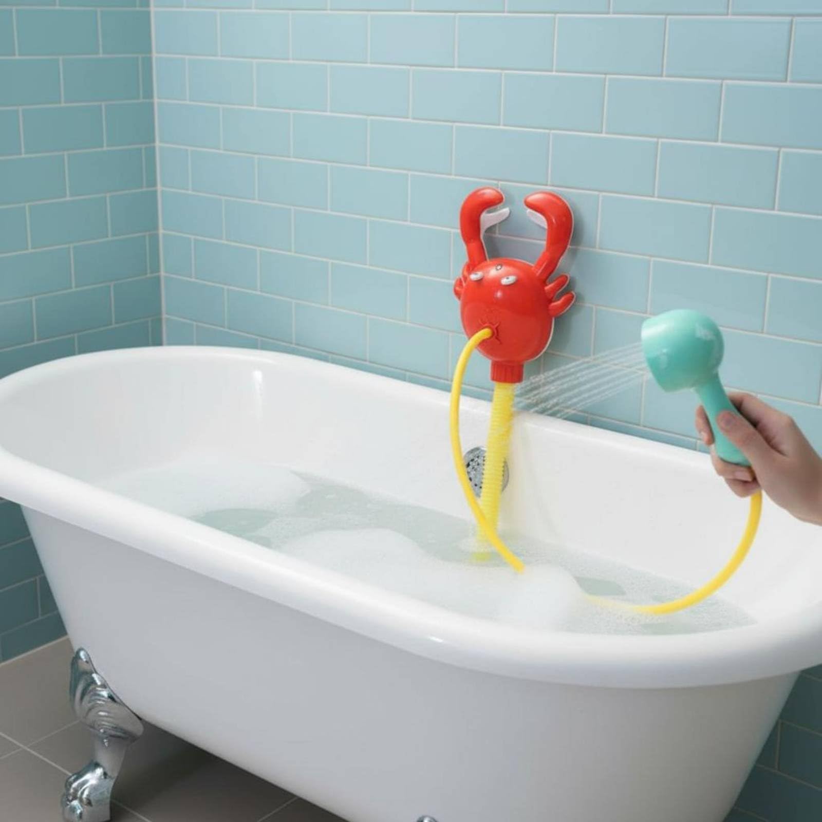 Kids Bath Spray Rociador Infantil para Baño Juguete Eléctrico con Modo Ducha y Chorro Compatible con Aros de Piscina Ventosas Resistentes Acabado