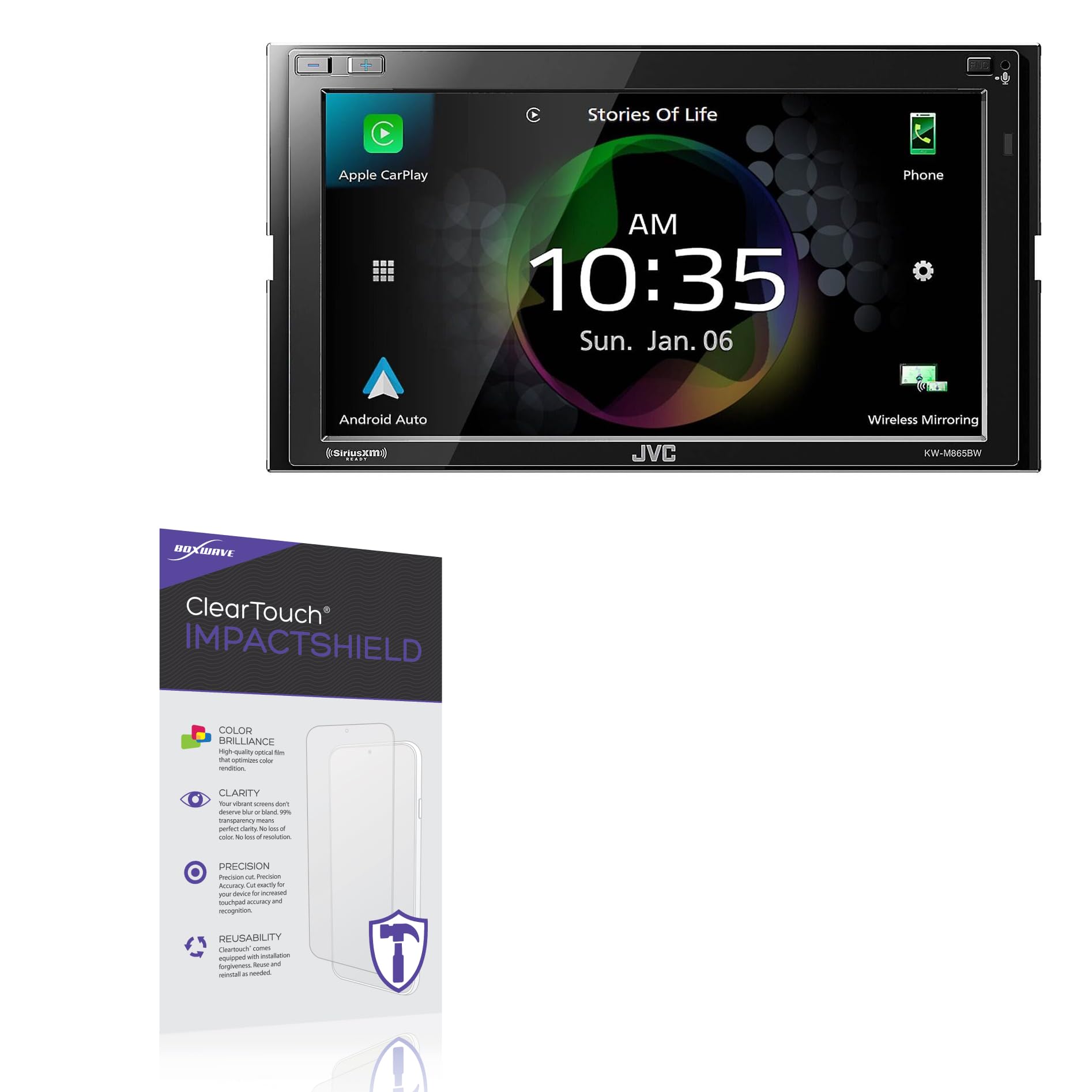 BoxWave Screen Protector Compatible with JVC KW-M865BW - ClearTouch ImpactShield (2-Pack), Impenetrable Screen Protector Flexible Film