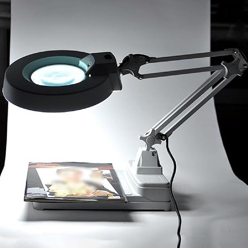 Miniatura 7 de Vinmax - Lupa de escritorio plegable LED de 50in lente de cristal rotativa 10 x lupa con luz LED ángulo de altura ajustable lupa de 10 x ampliación