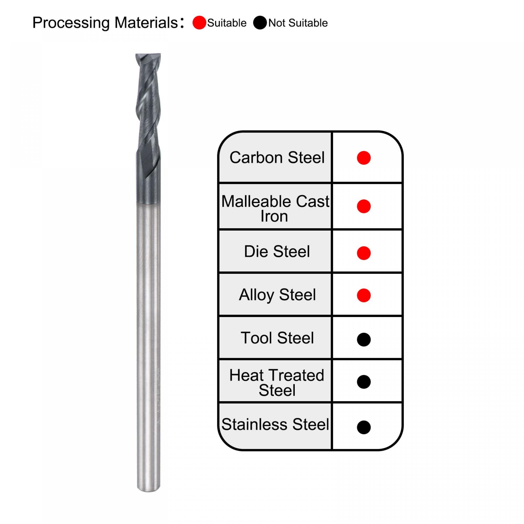sourcing map Vierkant-Nasen-Schaftfräser, 4 mm Spitze, Durchmesser Vollhartmetall, AlTiN-beschichtete CNC-Fräser-Bits, 2 Flöten, Spiralfräser, HRC45 mit 4 mm Schaft, 75 mm Länge