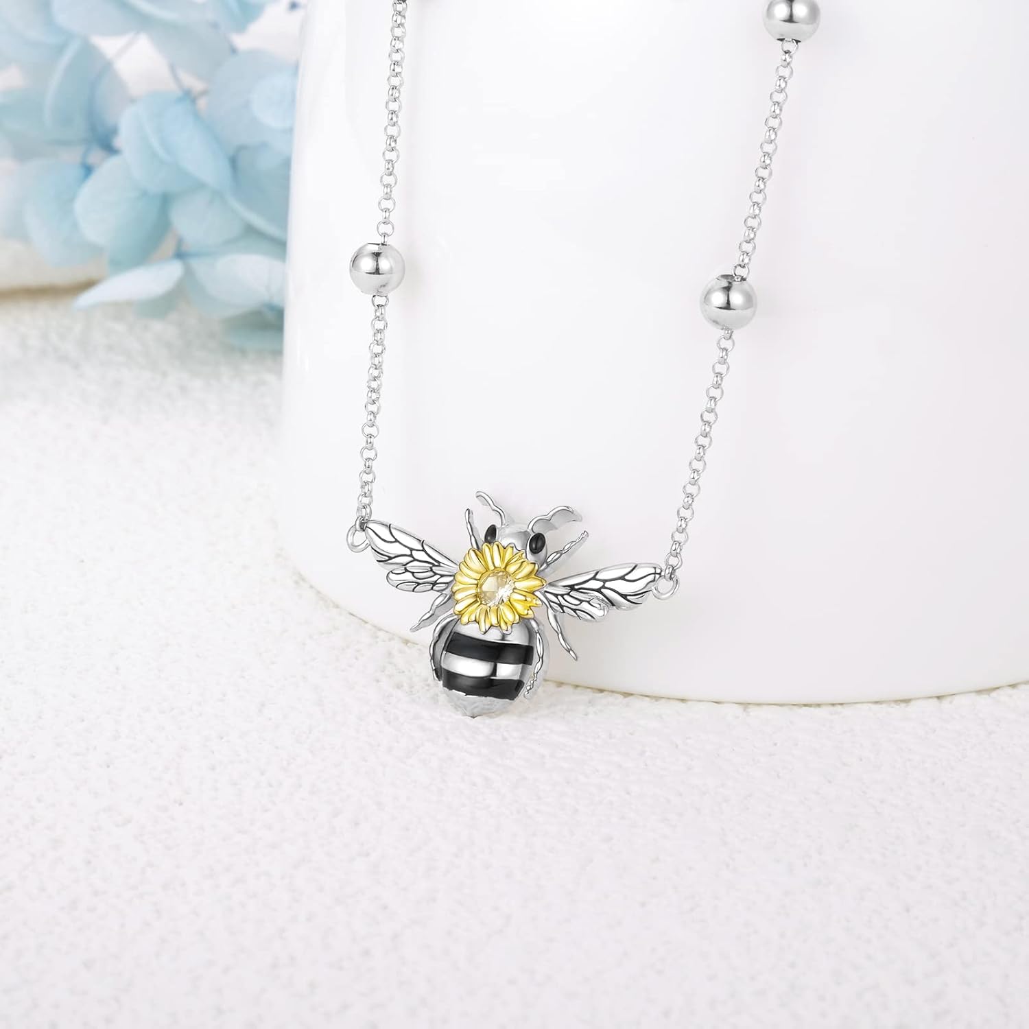 PELOVNY Bee Bracelet 925 Sterling Silver Sunflower Bracelet & Anklet Bee Jewelry Christmas Birthday Graduation Gifts for Women Mom Grandma Wife Her - Image 3