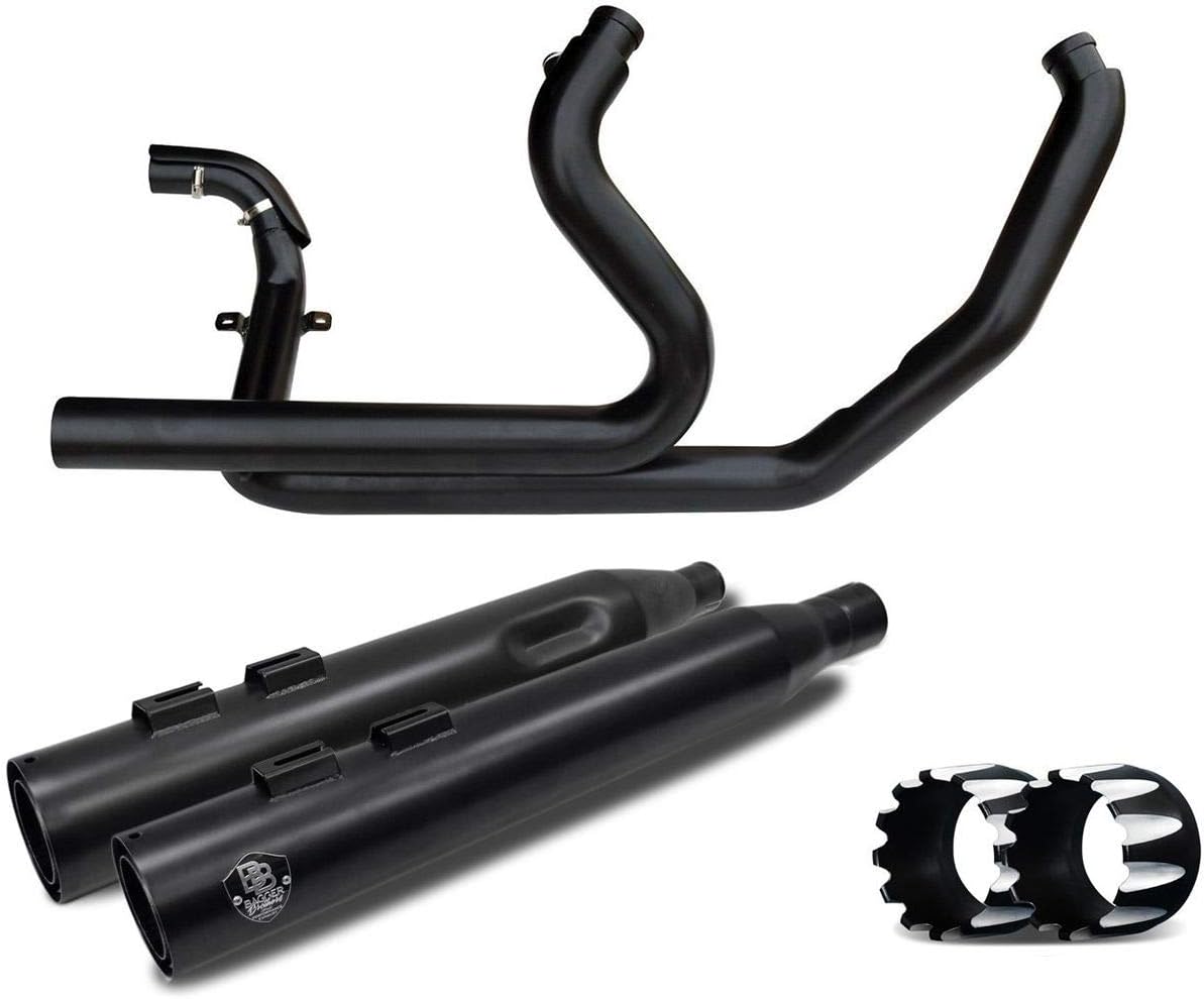 Bagger Brothers BB-FE17-BLK-Zeta Omega Series Black 2017 and Newer Harley-Davidson FLH True Dual Exhaust System with 4" Slip-On Mufflers and Zeta Billet Tips