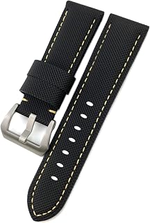 24mm Nylon Canvas Watch Strap for Panerai Watchband pam01661/00441/1312/111 Wrist Band Bracelet Accessories (Color : Black White Silver, Size : 24mm)