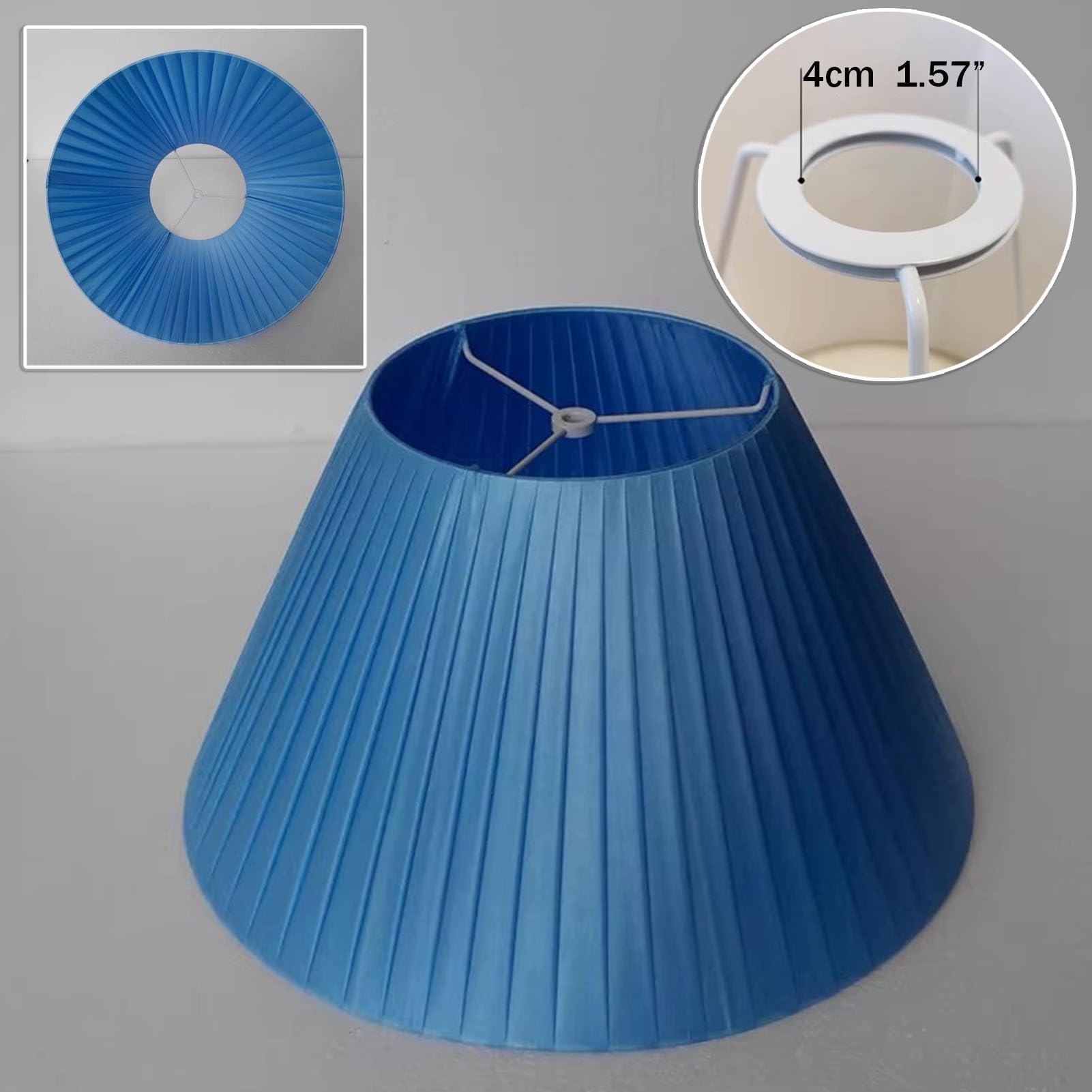 Abat Jour Douille E27, abat-jour plissé en tissu, pour remplacer les caches des lampes de bureau, suspensions et lampadaires.(40cm/15.74")