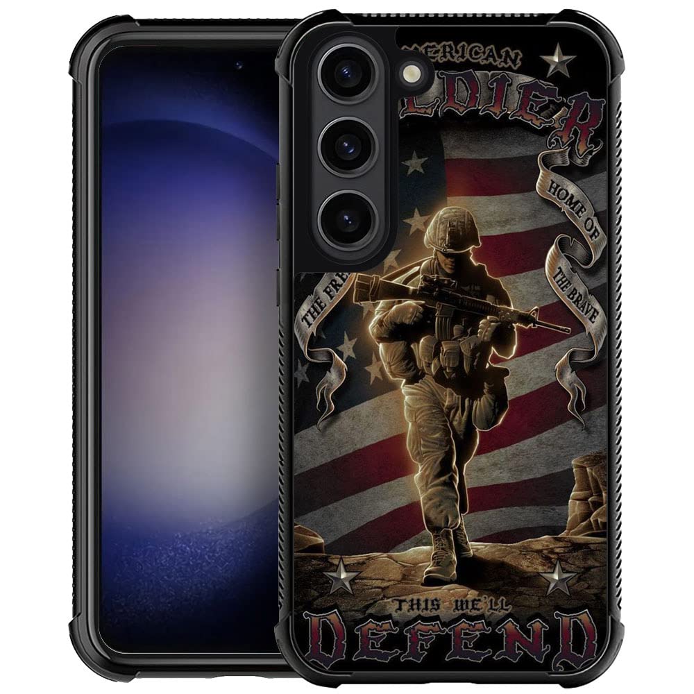 Case for Samsung Galaxy S22 Plus Case,American Soldier Defend The Flag S22+ Cases for Men Boy,Drop Protection Cool Pattern with Soft TPU Bumper Case Compatible 6.6-inch