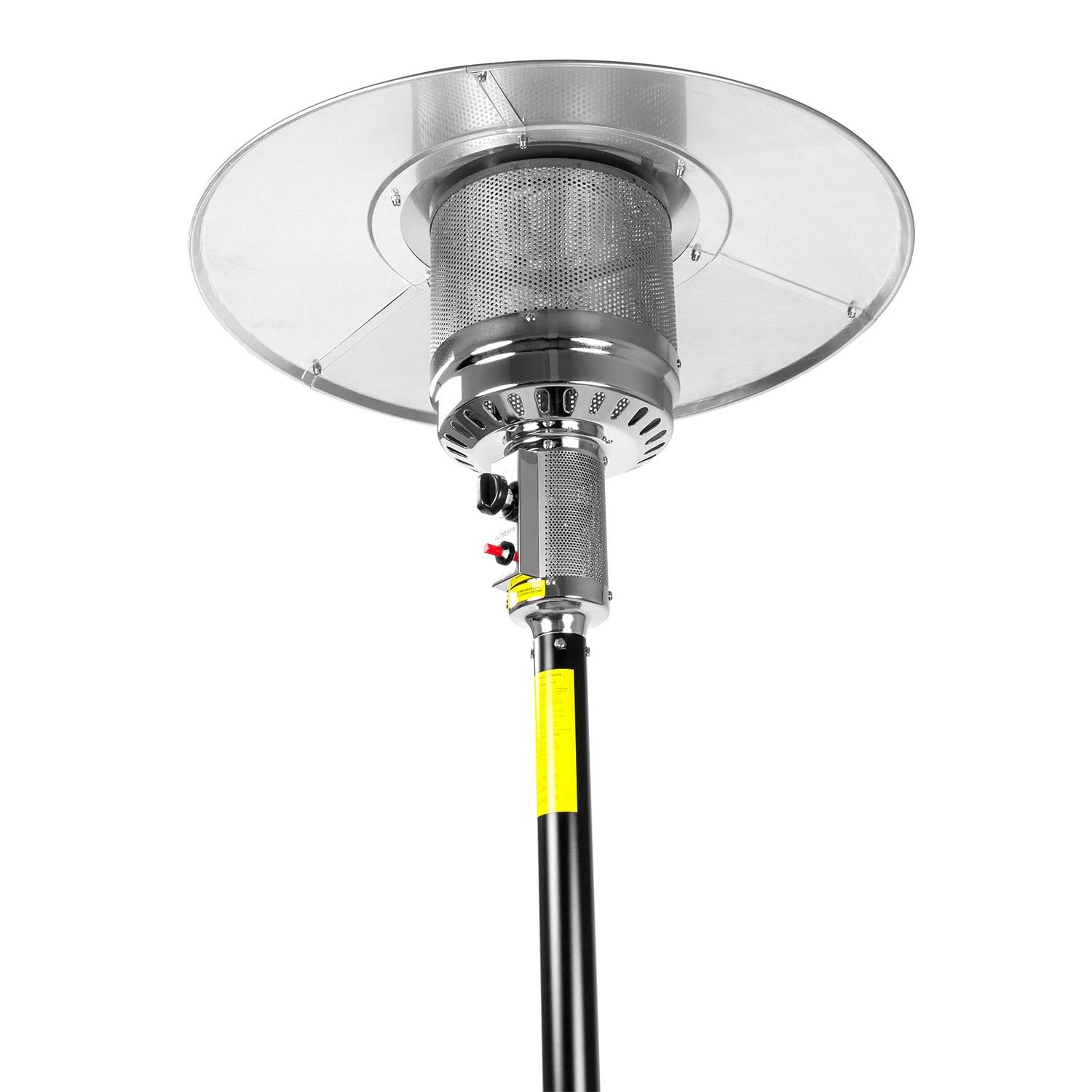 Stufa a Fungo Riscaldante per Esterno a Gas 12kW, Accensione Piezoelettrica, Ruote Integrate, Compatibile con Bombola 15Kg, Nero