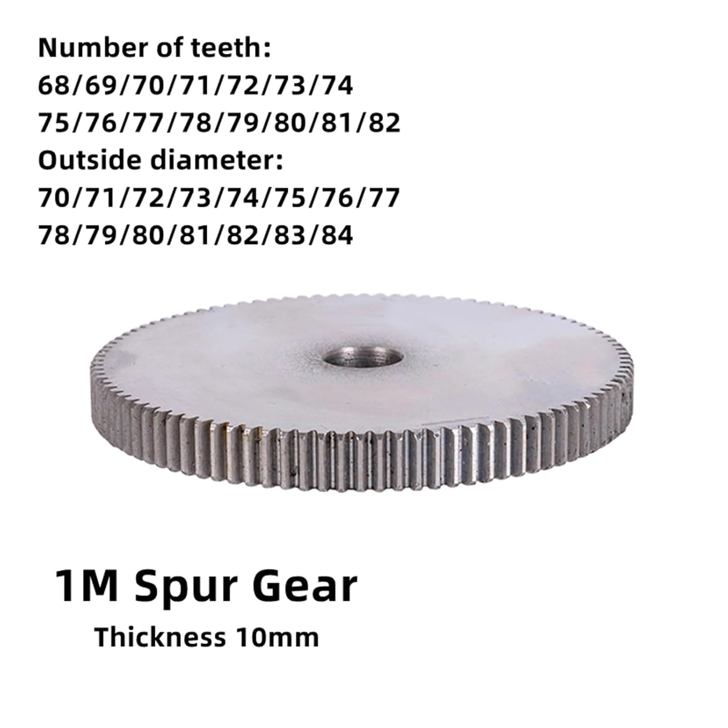 1-Mode Spur Gear Teeth Number 68-82 Outer Diameter 70mm-84mm Thickness 10mm Carbon Steel Material 1Pcs(73 Teeth-OD 75mm)