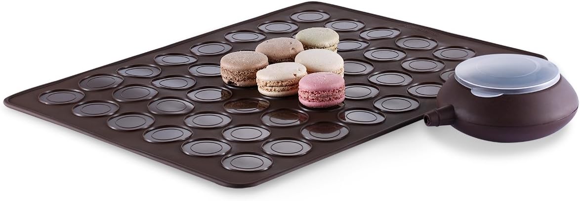 Macaron Kit - French Designed Macaron Kit - Orginal Design 48 Macaron Baking Sheet with Batter Dispenser