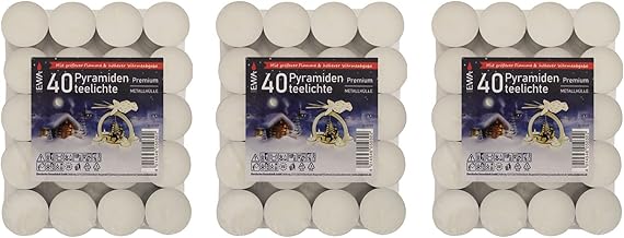 Pack of 3 Pyramid Tea Lights 36 Pieces/Pack with Aluminium Case, Unscented (3 x 36 Pieces)