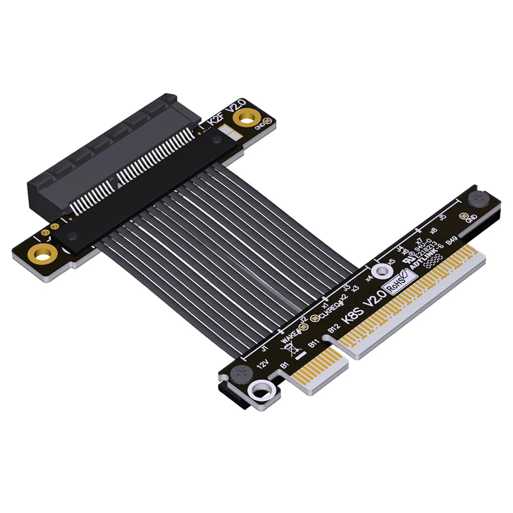 JMT ADT-K82S Adattatore di estensione PCIE5.0 da x4 a x8 Gen5 128 Gbps ad alta velocità, supporto scheda di rete, disco rigido, scheda USB (15 cm, K82SF-BK)