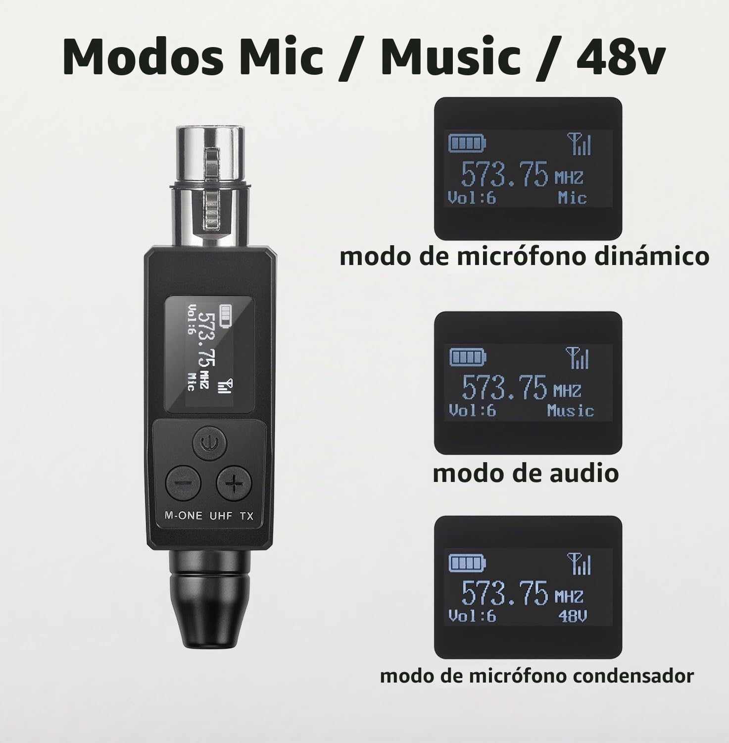 Sistema Inalámbrico UHF de Micrófono, Transmisor y Receptor XLR Inalámbrico para Micrófono Dinámico, Micrófono Condensador, Mezclador de audio, Sistema PA
