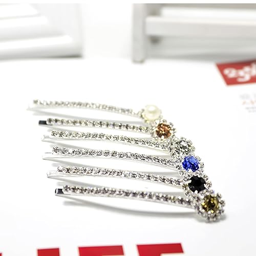 Miniatura 8 de Lurrose Alfileres decorativos Bobby, 6 pines de diamantes de imitación, pinzas de pelo de diamante para mujeres y niñas