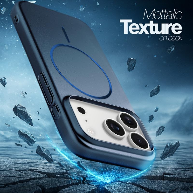 Image of AIBEX Ultra-Thin Mag-Saf Back Cover Case Compatible with iPhone 17 Pro Max| Slim Fit Scratch-Resistant Matte |Magnetic Wireless Charging |Microfibre Lining |Camera Protection (PC Material) - Dark Blue