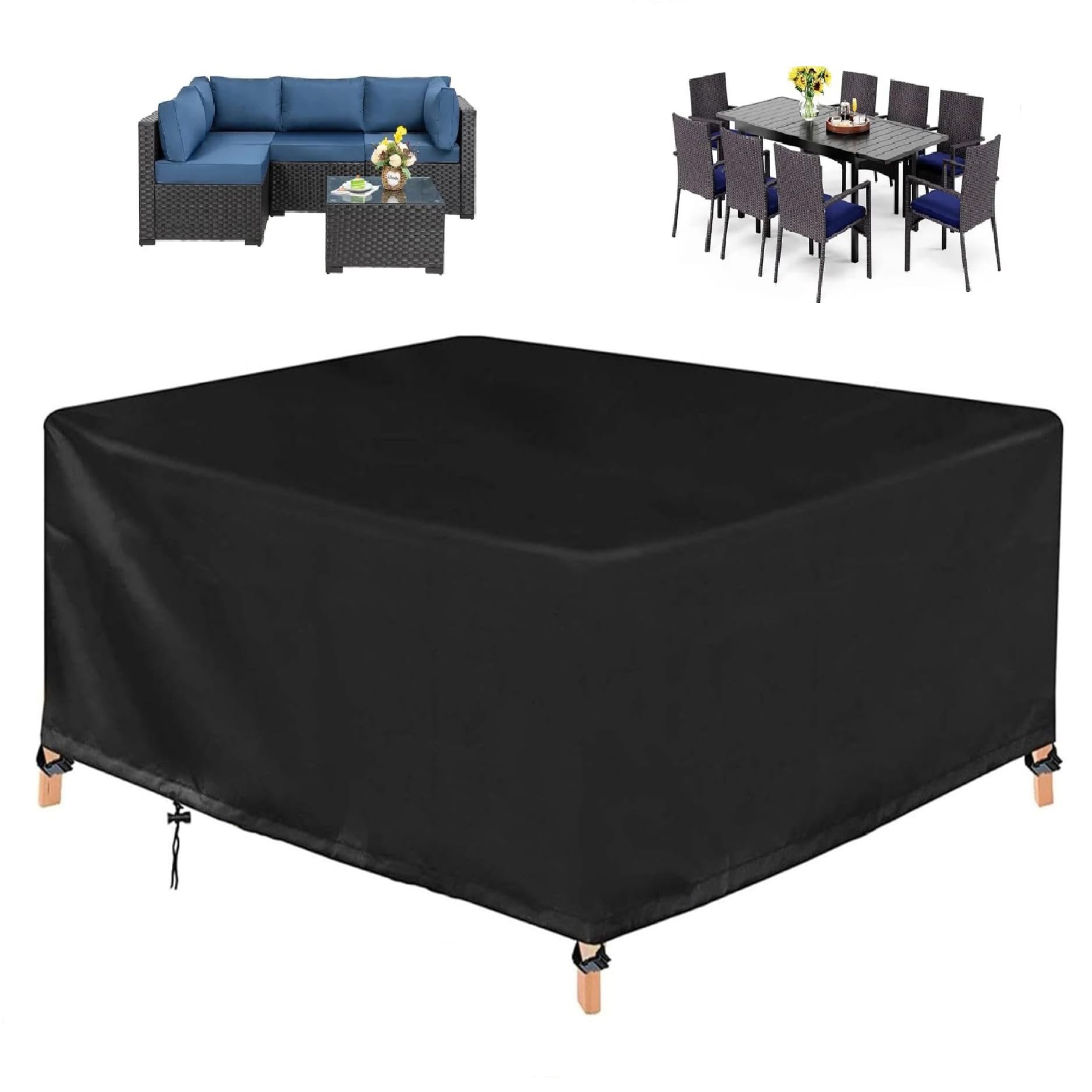 Dfzewki Black Garden Furniture Covers, Outdoor Furniture Covers Waterproof With Air Vent, 420D Oxford Outdoor Patio Rectangular Cover 123X123x74cm