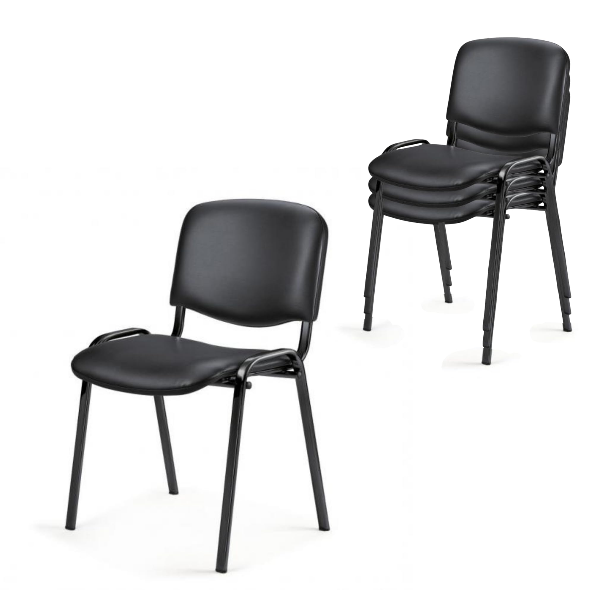 Topsit Lot de 4 Chaises Visiteur, chaises de conférence Structure en métal, rembourées et avec revêtement en Similicuir, Chaise empilable, pour la Maison, Le Bureau, la réception, Les Pauses.