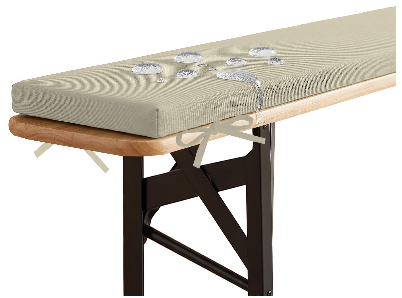 YNJJKA Outdoor Picnic Bench Seat Cushion, Outdoor Picnic Table Seat Benchs Cushions with Zipper, Long Narrow Bench Cushion Waterproof 80% Thick 5cm/1.9" with Ties(Dark Beige,120x50 cm 47x20 in)