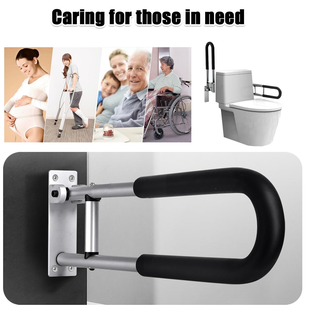 Barra abatible for discapacitados,Barra de agarre for inodoro plegable,Pasamanos de baño de acero inoxidable que proporciona un agarre de seguridad,Barra de agarre for inodoro abatible de acero inoxid