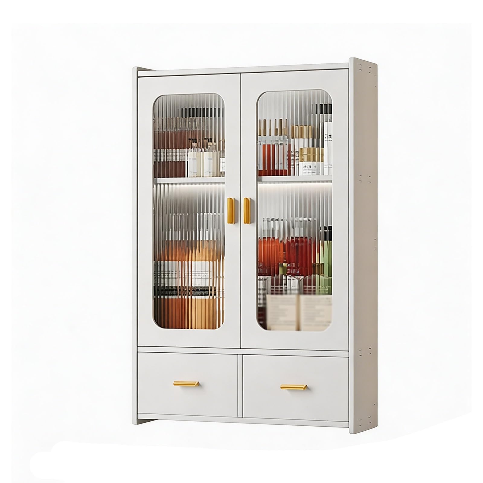 Over the Toilet Storage Cabinet with Doors, Freestanding Above Toilet Organizer, 2-Tier Humidity-Proof Bathroom Space Saver Shelf(ChgDoor DrawerTissue 23.6x23.6x6.3in)