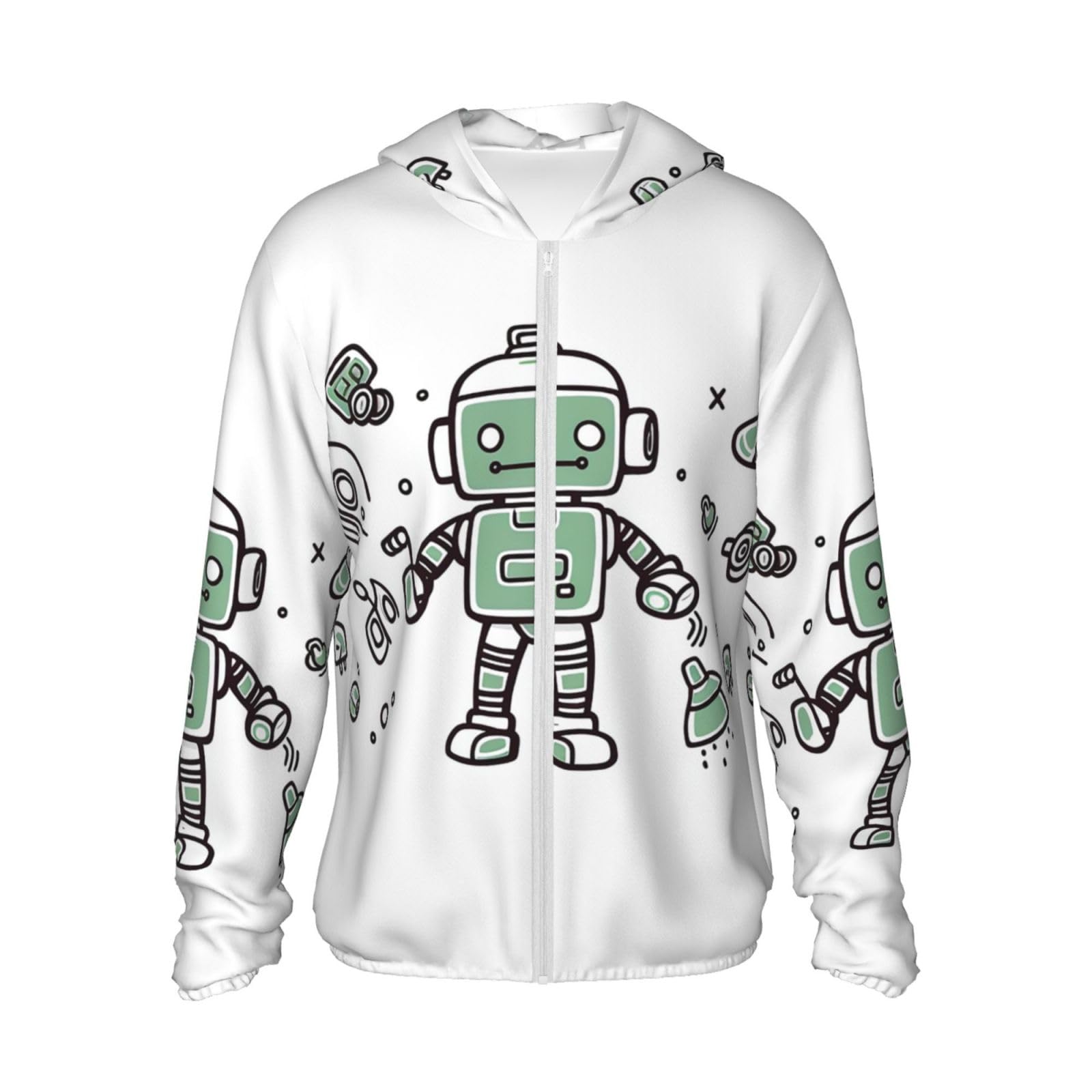 Men's Sun Protection Hoodie UPF 50+ Light Jacket Long Sleeve Sun Shirts Line Robot Rash Guard XX-Large Black