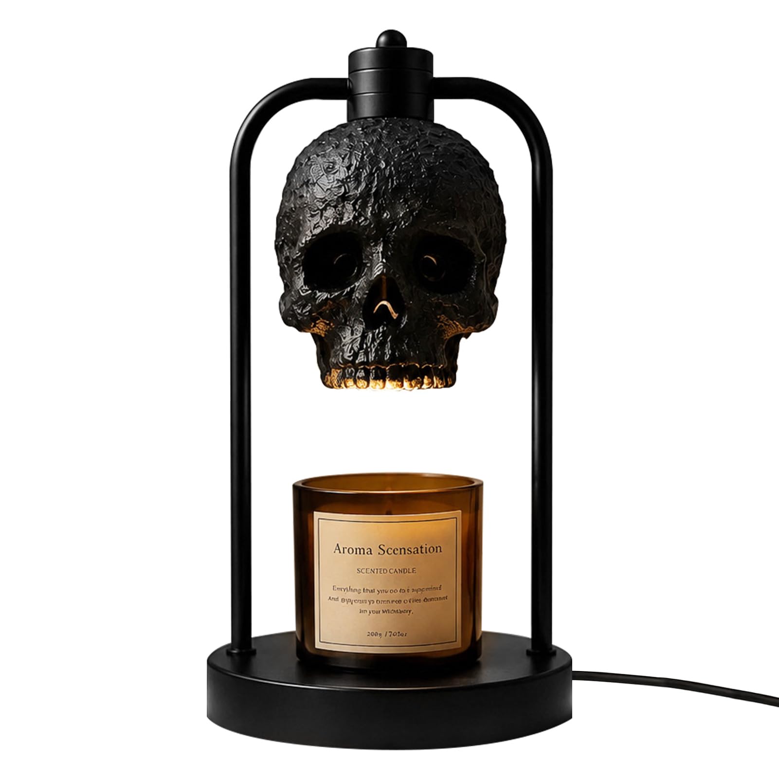 Totenkopf Kerzenlampe für Halloween Deko, Candle Warmer Lamp mit Timer (B)